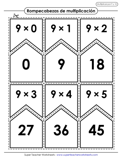 Multiplicación por 9 y por 10 Gratis Multiplicacion Worksheet