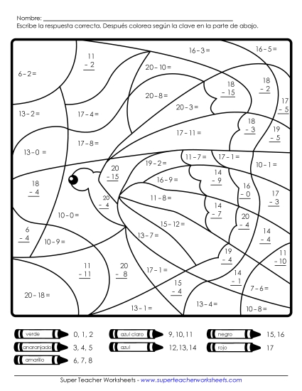 Imagen Misteriosa: Mariposa Gratis Resta Worksheet