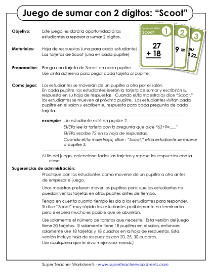 Suma de 2 dígitos Gratis Worksheet