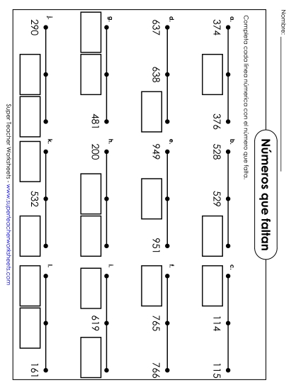 Conteo (3 dígitos) Gratis Worksheet