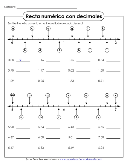 Decimales - Centésimas Gratis Worksheet