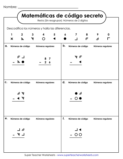SCM: Resta sin reagrupación Gratis Worksheet