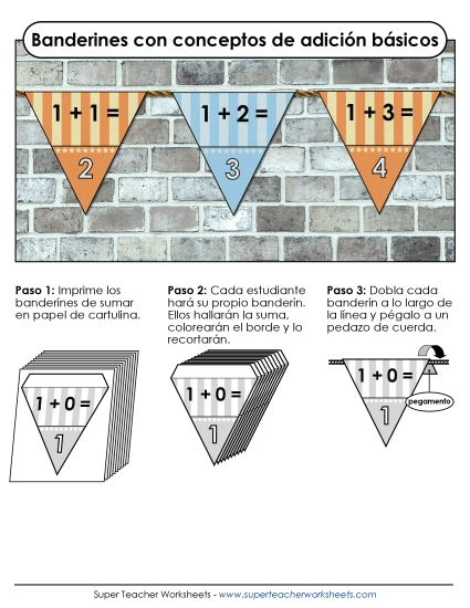 Exhibición de Banderines: Hechos Básicos Gratis Suma Worksheet