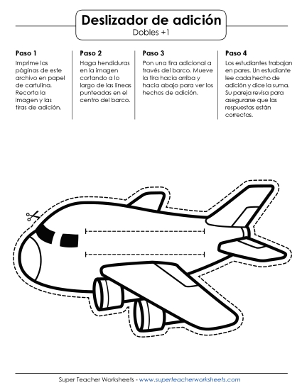 Deslizador Matemático de Avión: Suma de Dobles +1 Gratis Worksheet