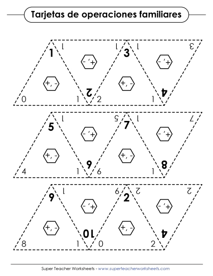 Familias de operaciones: Tarjetas Gratis Suma Worksheet