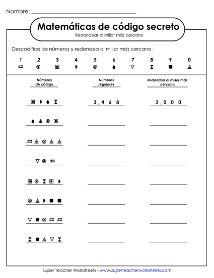 MCS: Redondeo al millar más cercano Gratis Worksheet