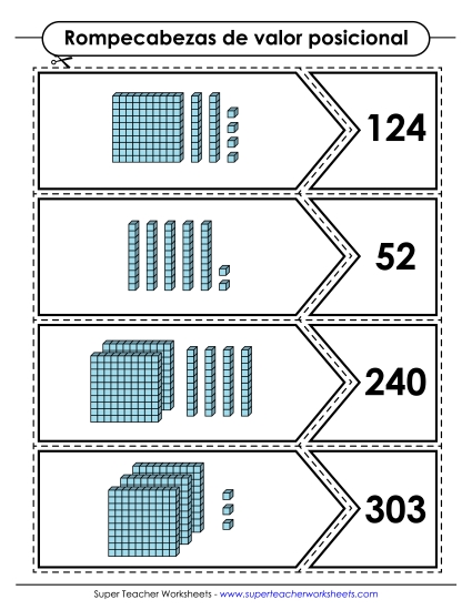 Valor Posicional (3 dígitos) Gratis Worksheet