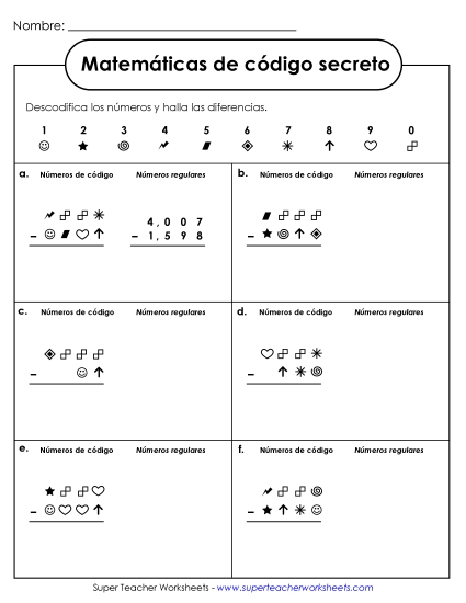 MCS: Resta de cuatro dígitos (A través de cero) Gratis Worksheet
