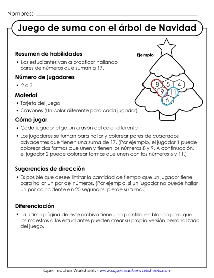 Juego de Suma Navideña Gratis Juego De Sumas Worksheet