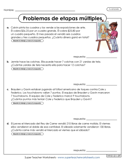 Múltiples Pasos: Avanzado #1 Gratis Problemas De Varios Pasos Worksheet