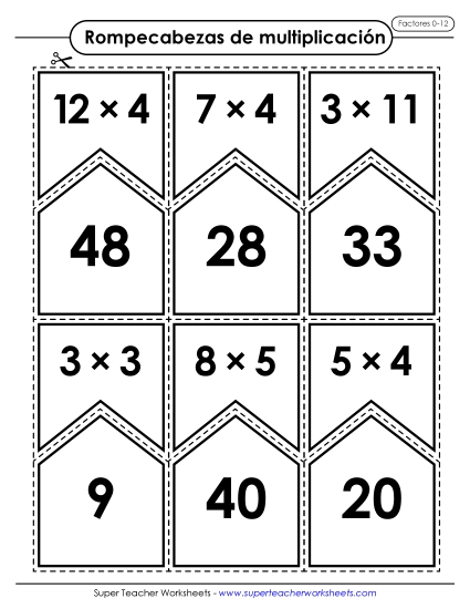 Multiplicación: Factores de 0 a 12 Gratis Multiplicacion Worksheet