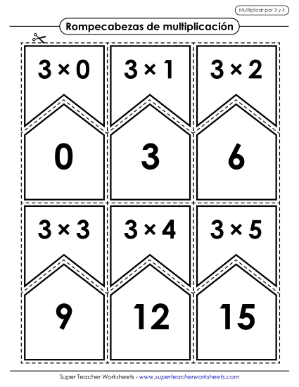 Multiplicación por 3 y por 4 Gratis Multiplicacion Worksheet