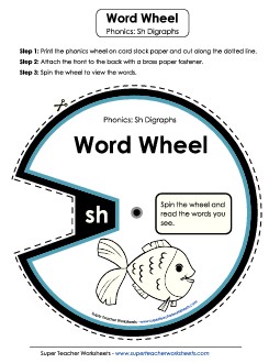 Word Wheel Words That End With Sh Phonics Digraphs Worksheet