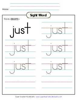 Trace the Word: Just Sight Words Individual Worksheet