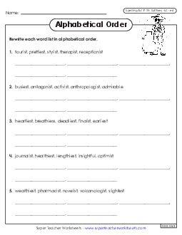 Alphabetical Order Worksheet (F-24)  Spelling F Worksheet