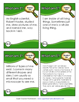 What Am I? Challenge (Cell) Challenges Worksheet