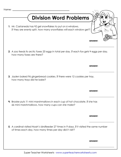 New Winter Word Problems (Division) Worksheet New Winter Word Problems (Division) Worksheet