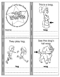 Mini-Book (-ag) Free Word Families Worksheet