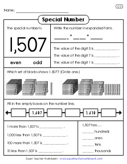 Special Number: 1,507 Worksheet