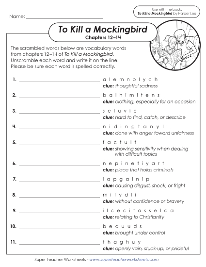 New Vocabulary Activity: Chapters 12–14<br>Word Scramble Worksheet