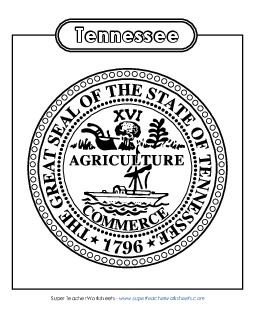 Tennessee State Seal (Black & White) States Individual Worksheet