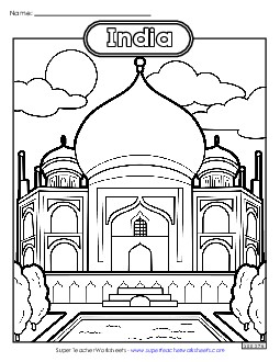 Taj Mahal Coloring Page Coloring Pages Worksheet