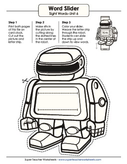 Word Slider (Unit 6) Sight Words Worksheet