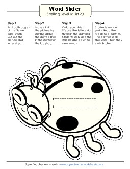 Word Slider (B-20) Spelling B Worksheet