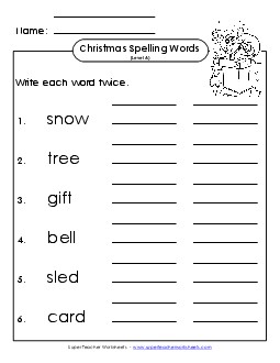 Write Twice (A-Christmas)  Spelling A Worksheet