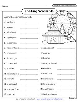 Word Scramble (F-3)  Spelling F Worksheet