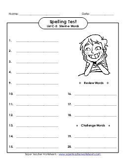 Spelling Test (C-6) Spelling C Worksheet