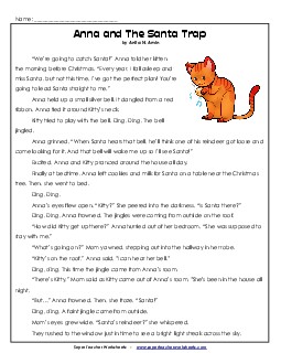 Anna and The Santa Trap  Grade Reading Comprehension Worksheet