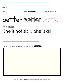 Worksheet 3: Better Sight Words Individual Worksheet