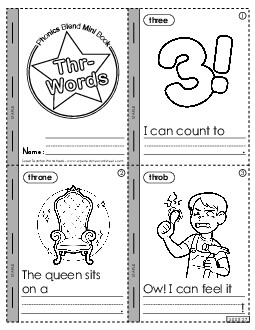 Mini-Book (Thr- Words) Phonics Blends Worksheet