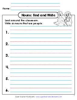 New Nouns: Find and Write (People) Worksheet