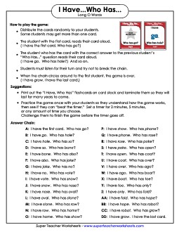 I have.. Who has... (Long O) Phonics Worksheet