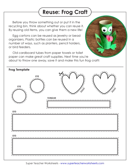 New Reuse: Frog Craft Worksheet