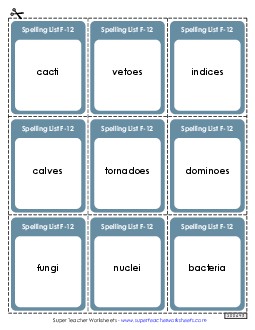 Flashcards (F-12)  Spelling F Worksheet