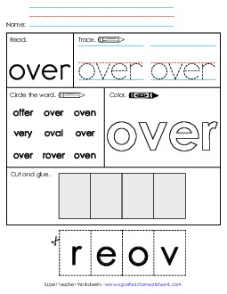 Worksheet 2: Over Sight Words Individual Worksheet