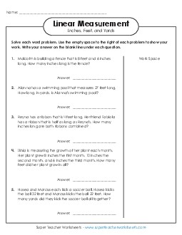 Mixed Unit Word Problems (Basic) Measurement Worksheet