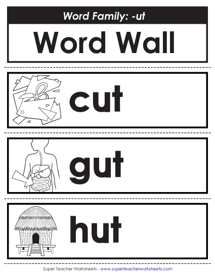 New Word Wall: -ut Words Worksheet New Word Wall: -ut Words Worksheet