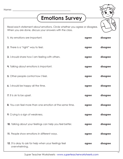 New Emotions Survey Worksheet