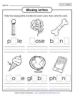 Missing Letters (<i>Long O</i>) Phonics Long Short O Worksheet