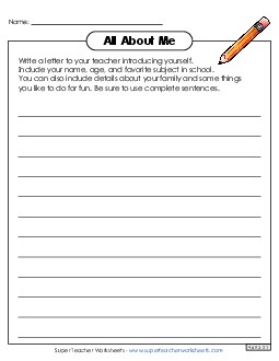 All About Me Backtoschool Worksheet