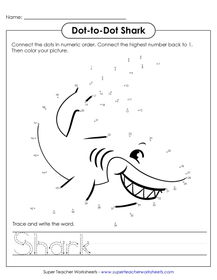 New Count to 50 & Write: Shark Worksheet New Count to 50 & Write: Shark Worksheet