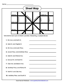 Street Map Geometry Worksheet