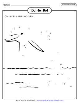 Alphabet Dot-to-Dot: Dolphin Worksheet