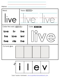 Worksheet 2: Live Free Sight Words Individual Worksheet