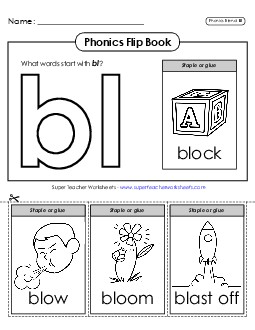 Phonics Flip Book (Bl-) Phonics Blends Worksheet