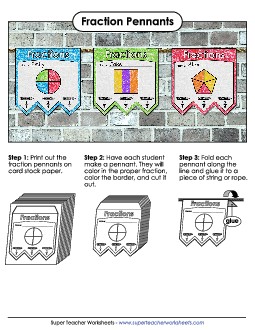 Fraction Pennant Activity Fractions Worksheet